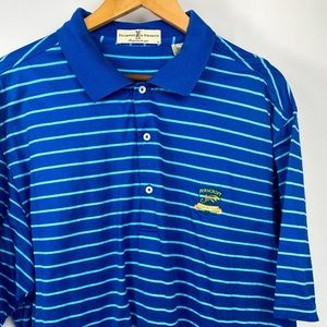 Fairway and Greene Mens XL Blue/Teal Stripes Polo Shirt FERNCROFT country club